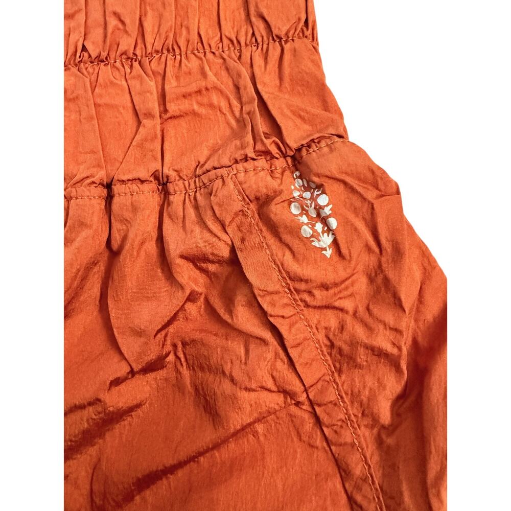 FP Movement Shorts Women's Large Orange High Rise Smocked Waist Lined Athletic - Picture 3 of 8